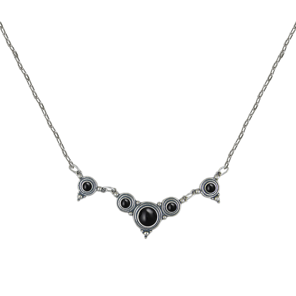 Sterling Silver Gemstone Necklace With Black Onyx